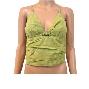 new KnowOne.Cares medium ruched keyhole crop top smocked TS 3040